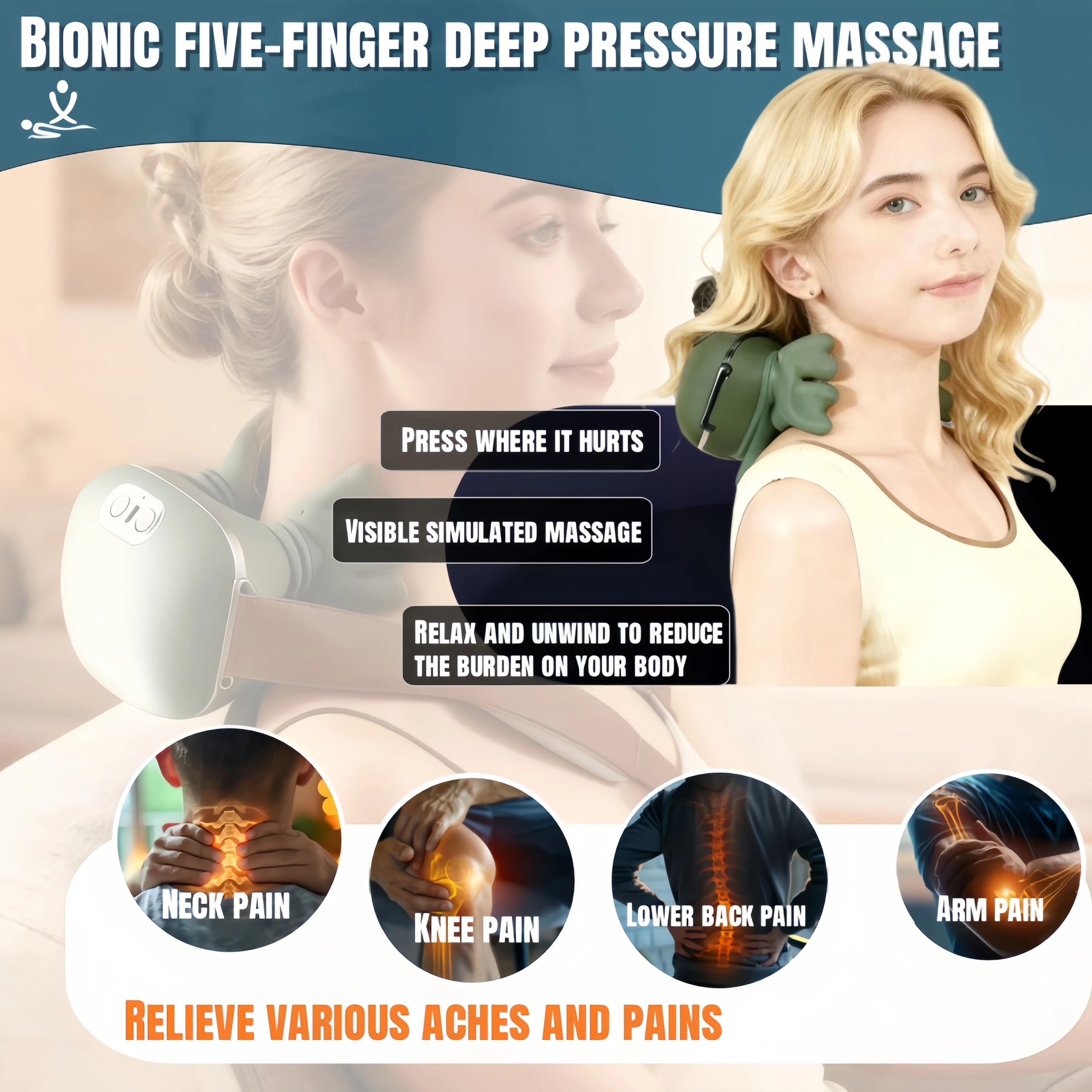 Neck Massager 2025  Electric Shoulder & Cervical Massage Deep Tissue Body Massager Almost Real Person Massager